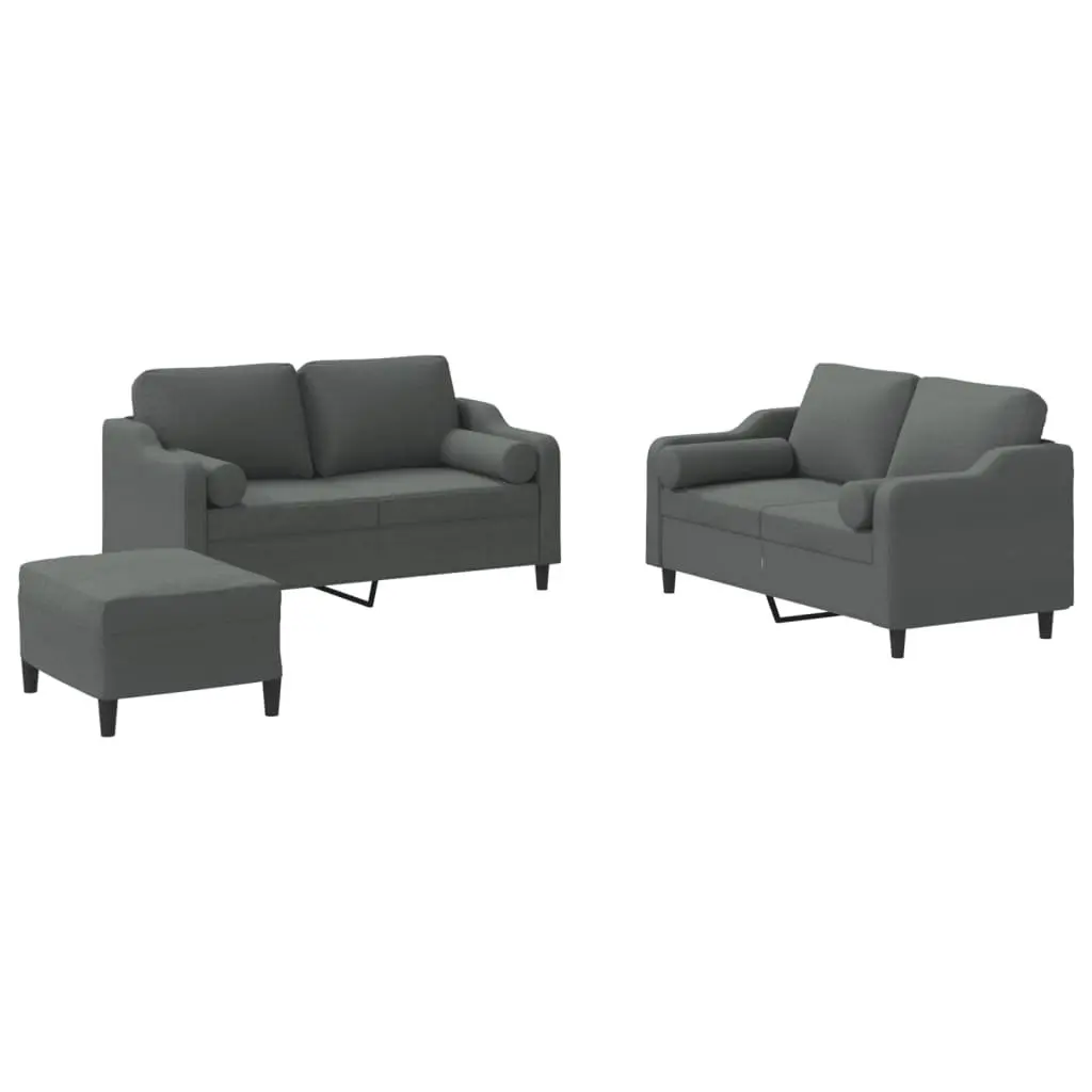 3 Piece Sofa Set with Footstool and Pillows