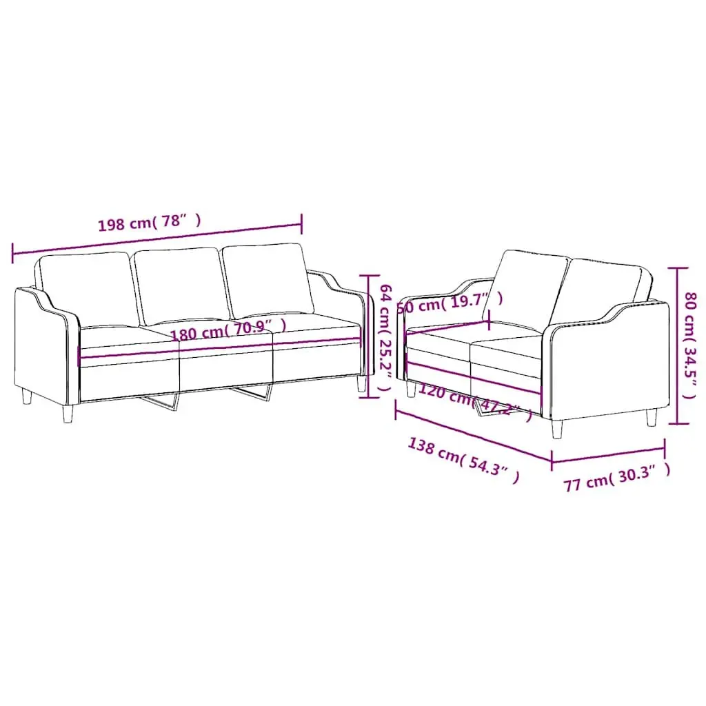 Black Fabric Sofa Set with Cushions