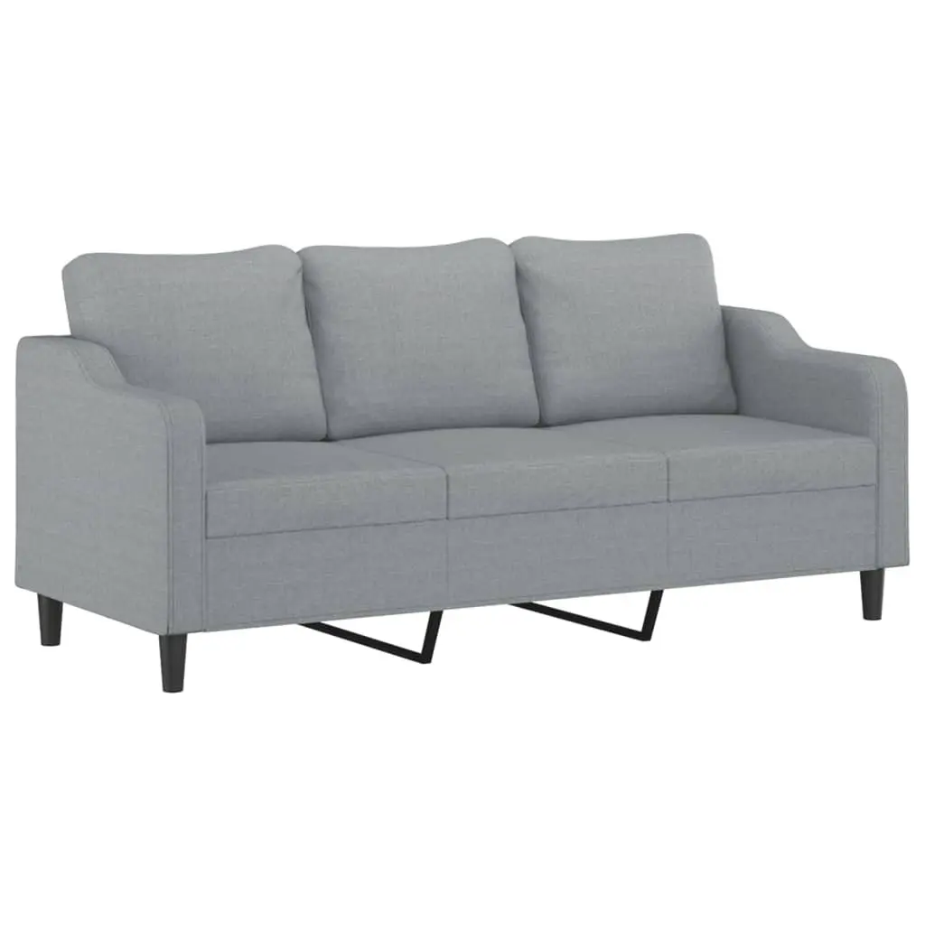 3 Piece Grey Fabric Sofa Set with Cushions