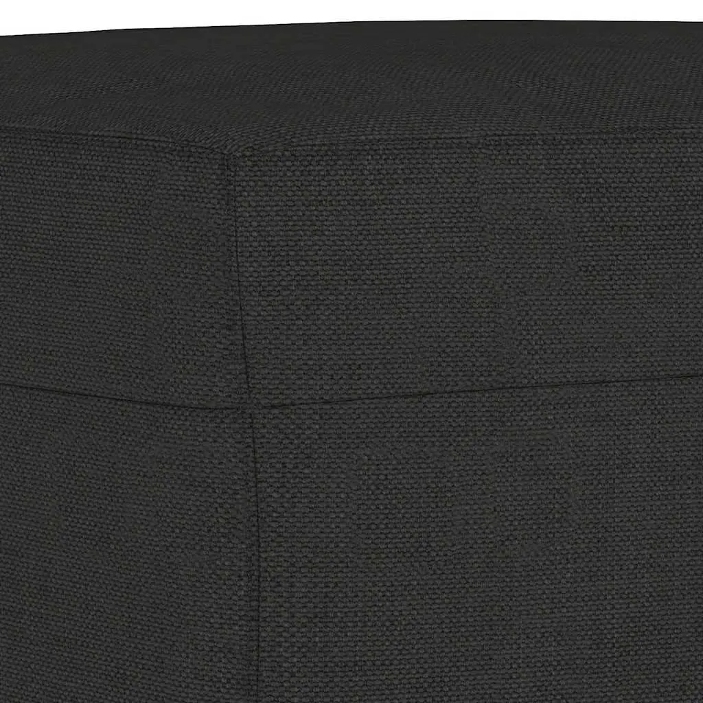3 Piece Black Fabric Sofa Set with Footstool