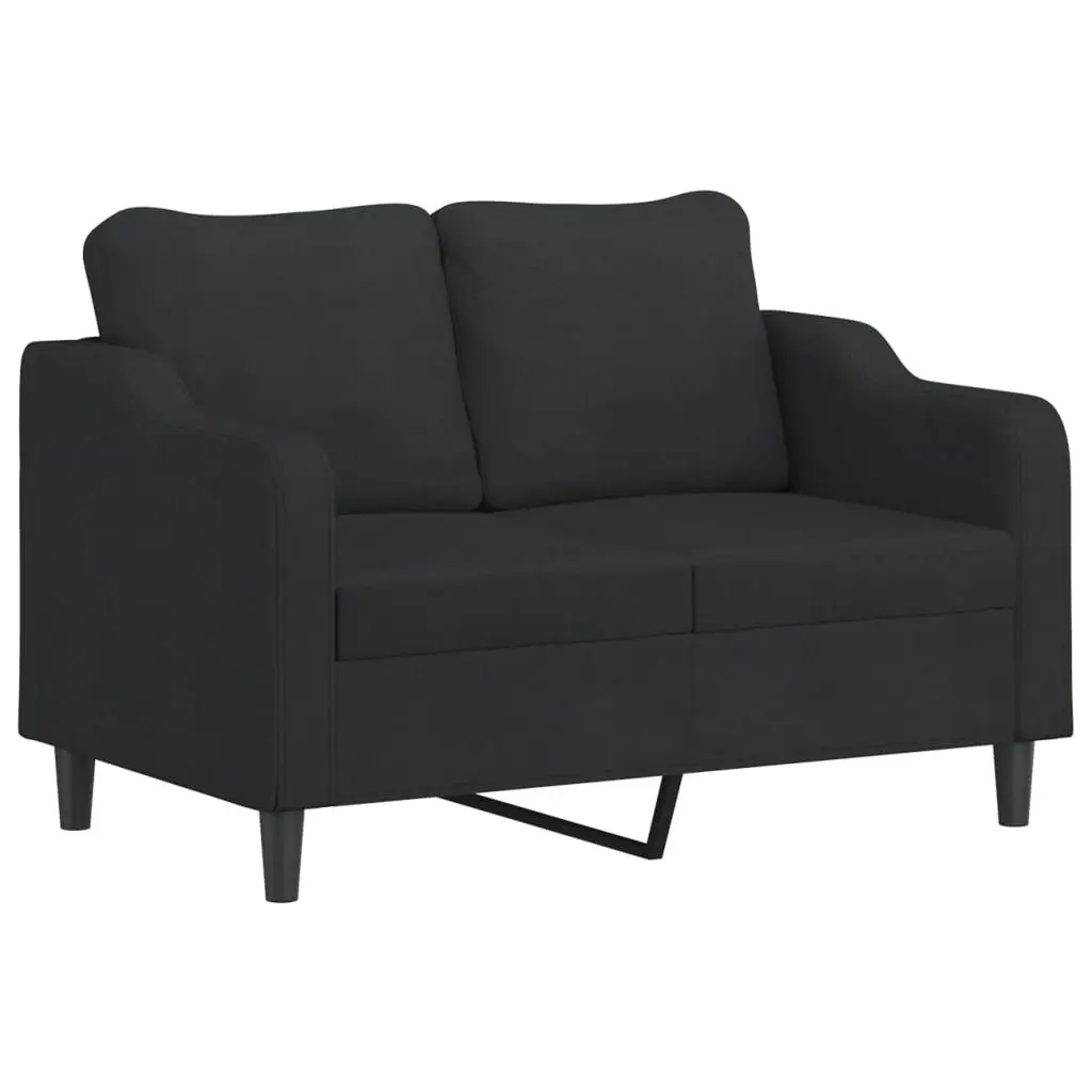 Black Fabric 2 Piece Sofa Set with Pillows