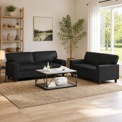 Durable Black 2-Piece Sofa Set for Modern Living Rooms