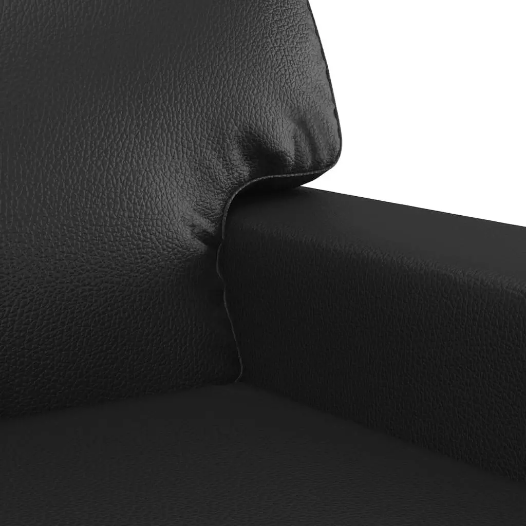 2 Piece Faux Leather Black Sofa Set Living Room Furniture Sectional Couch