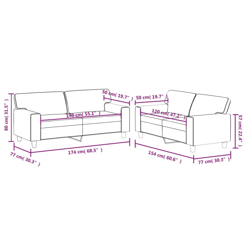 2 Piece Faux Leather Black Sofa Set Living Room Furniture Sectional Couch