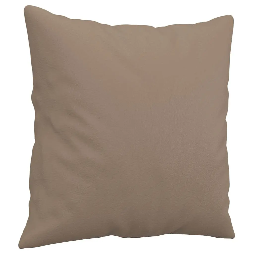 2 Piece Sofa Set with Pillows in Brown Faux Leather