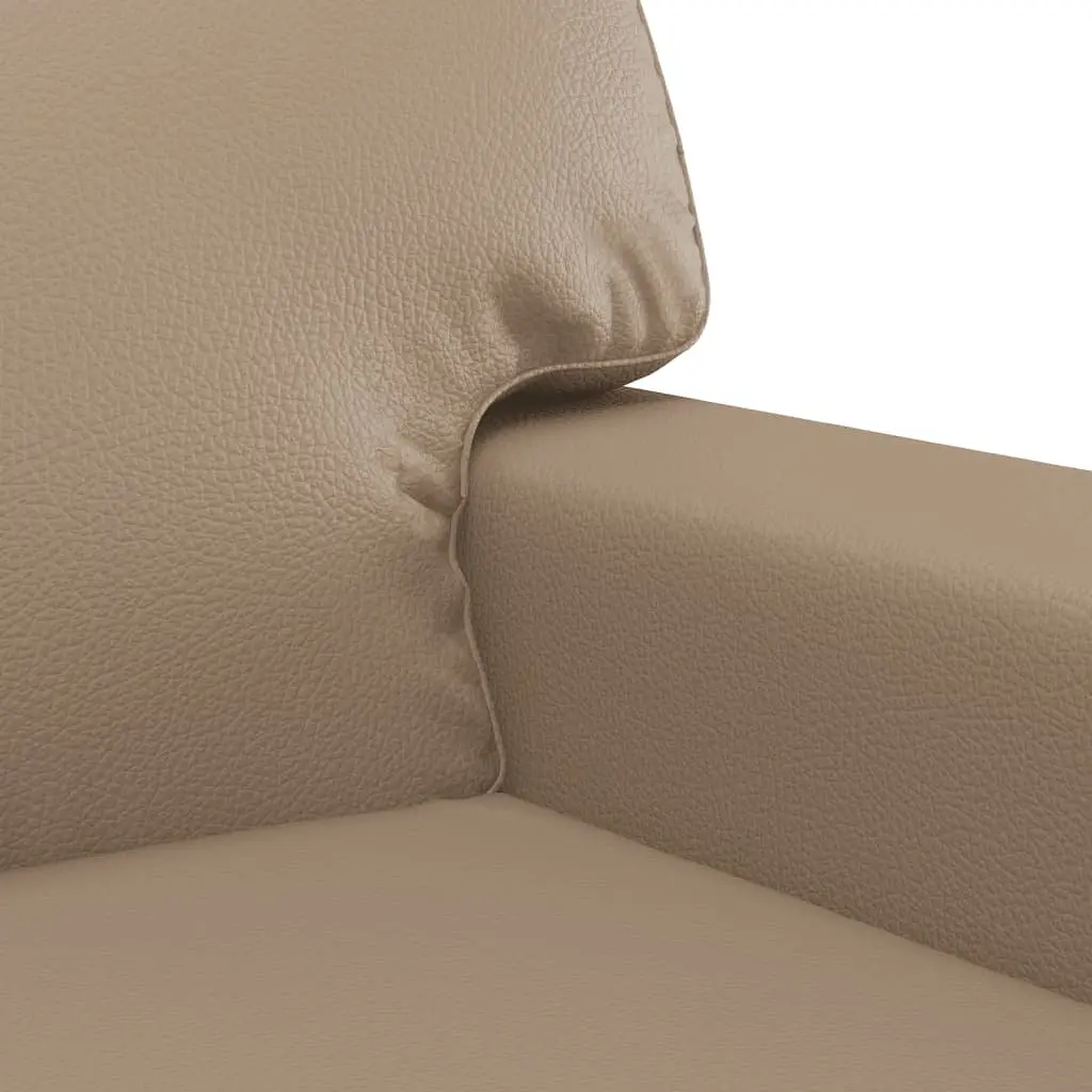 2 Piece Sofa Set with Pillows in Brown Faux Leather