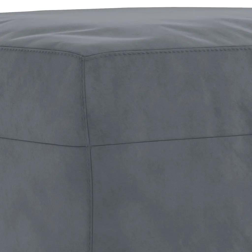 Sofa Set Velvet Grey 4 Piece Lounge with Footstool