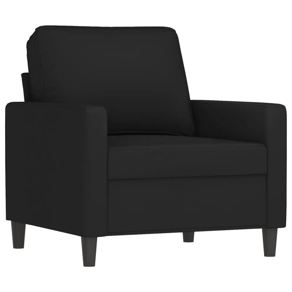 Black Velvet 4 Piece Sofa Set with Footstool