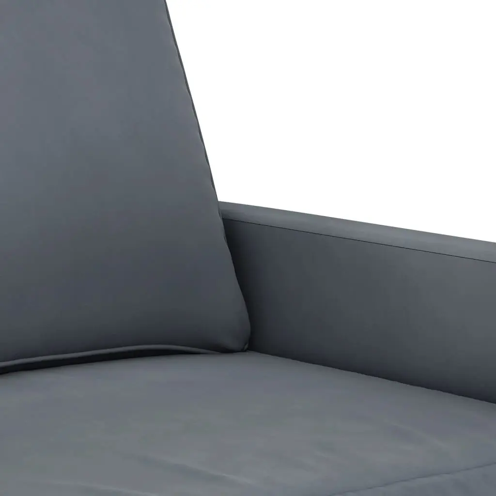 Grey Velvet Sofa Set with Pillows and Footstool
