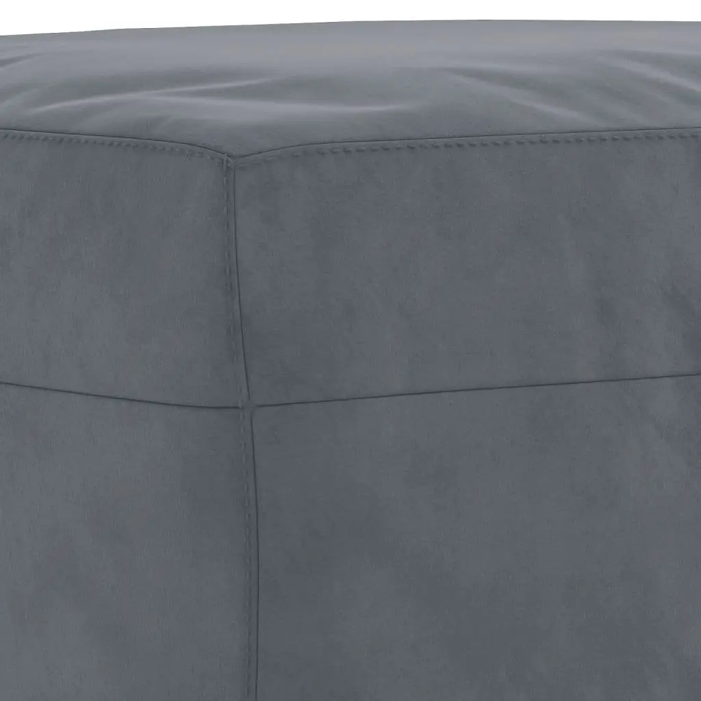 Grey Velvet Sofa Set with Pillows and Footstool
