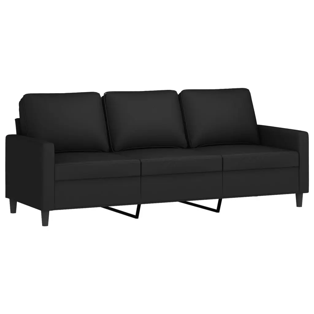 4-Piece Black Velvet Sofa Set with Pillows