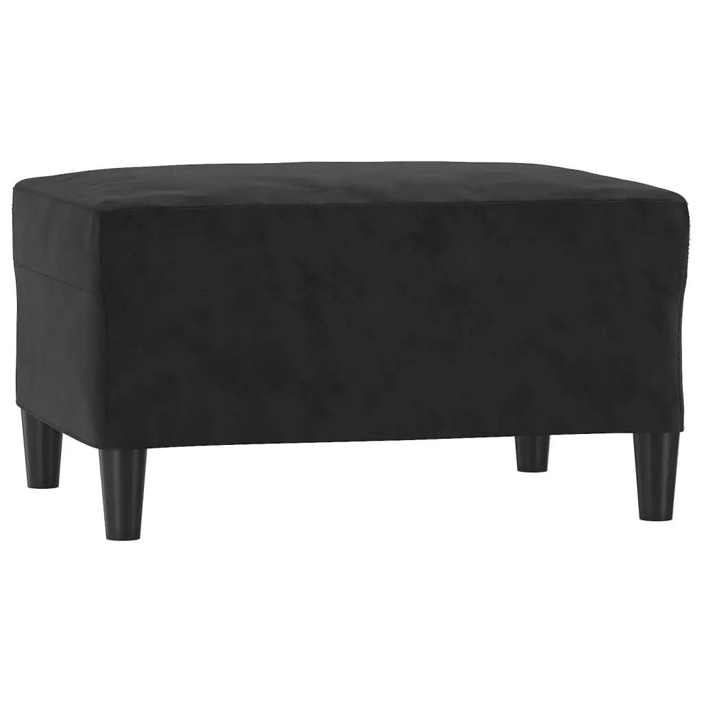 4-Piece Black Velvet Sofa Set with Pillows