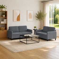 Grey Velvet 2 Piece Sofa Set for Modern Living Rooms