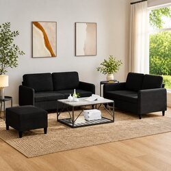 Elegant Black Velvet 3 Piece Sofa Set for Living Rooms