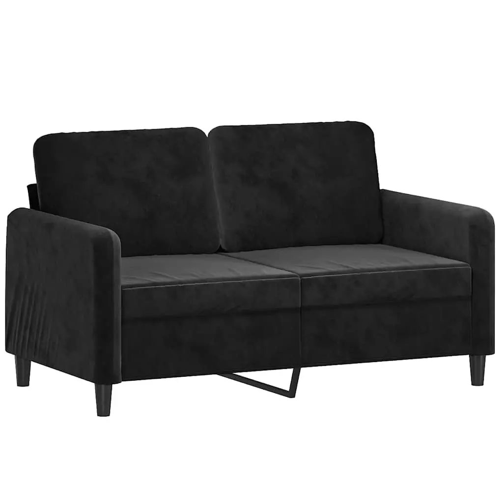 Black Velvet 2-Piece Sofa Set with Roll Pillows