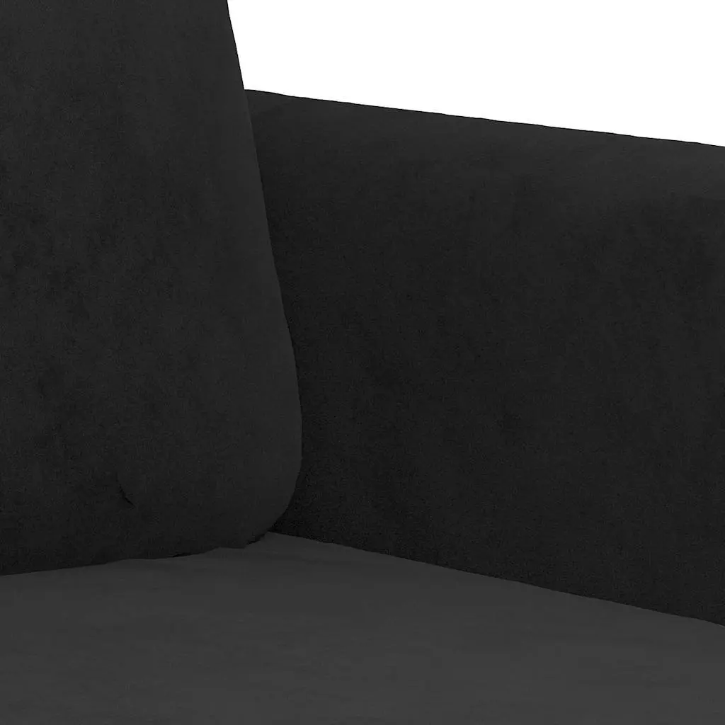 Black Velvet 2-Piece Sofa Set with Roll Pillows