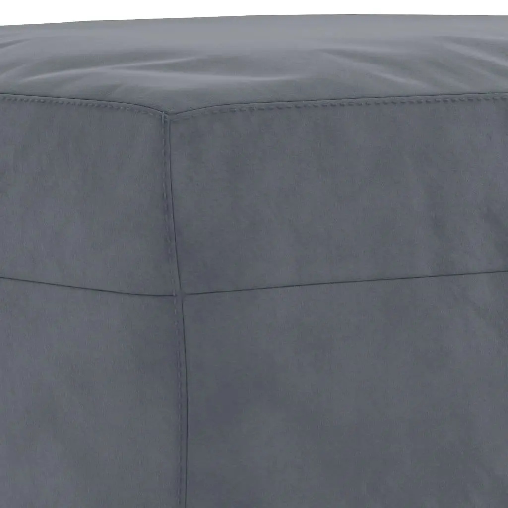 Sofa Set Velvet Grey 3 Piece with Pillows Footstool