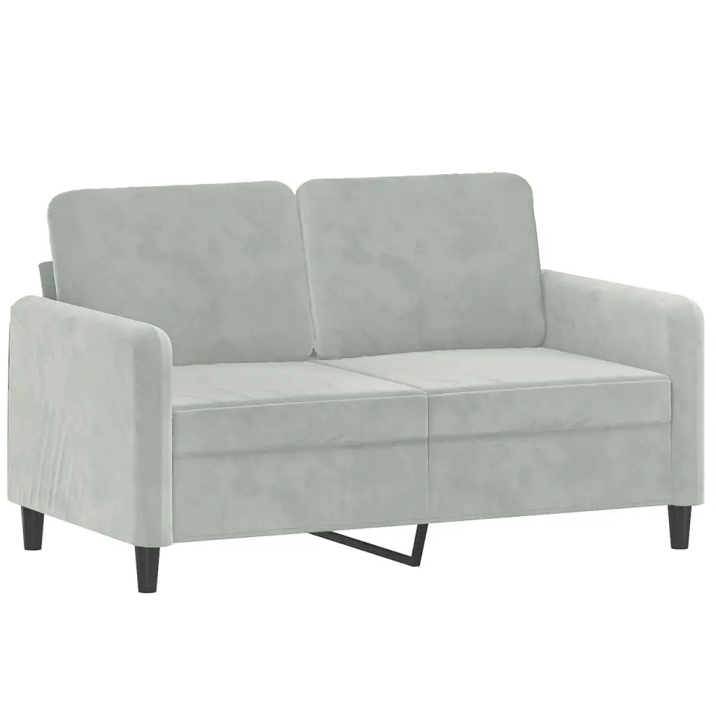 3 Piece Sofa Set Velvet Grey Living Room Furniture Couch with Footstool