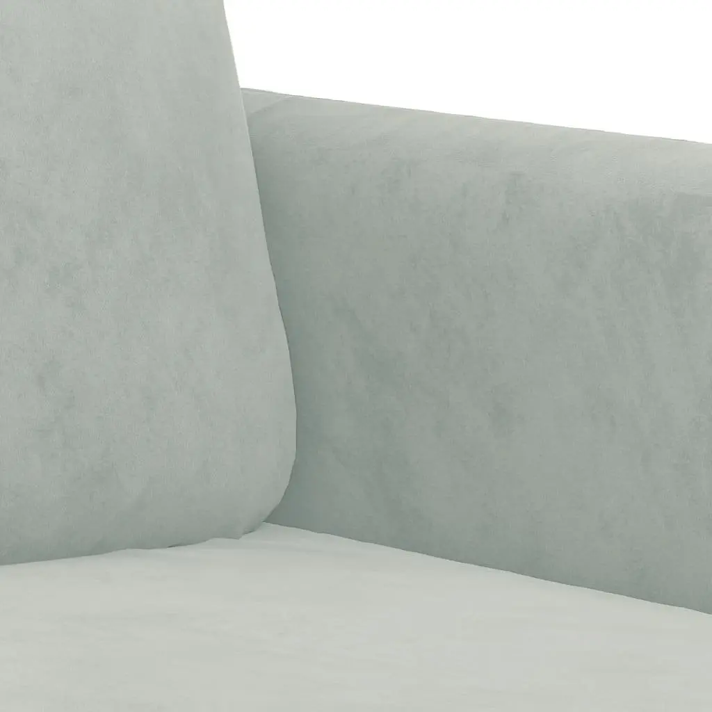 Light Grey Velvet 2 Piece Sofa Set with Roll Pillows
