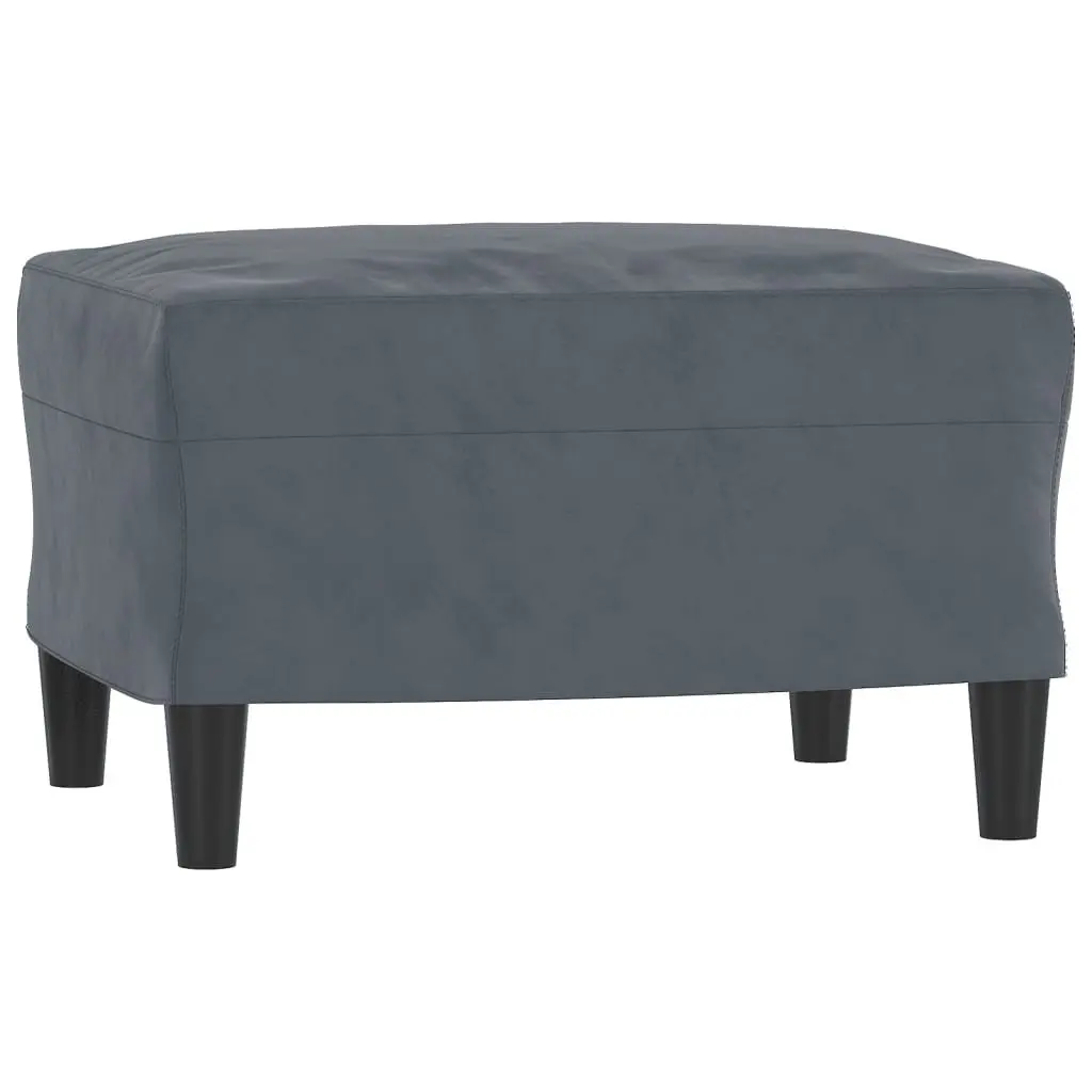 3 Piece Sofa Set Velvet Grey Couch with Pillows Footstool