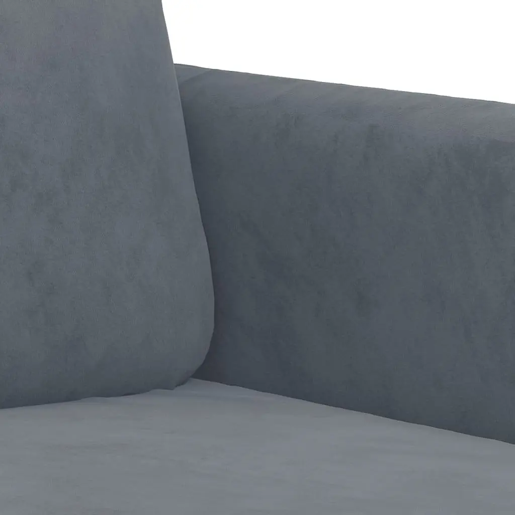 3 Piece Sofa Set Velvet Grey Couch with Pillows Footstool