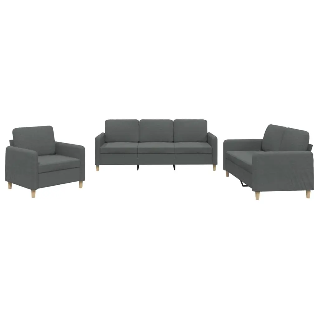 3 Piece Sofa Set in Grey Fabric for Comfort