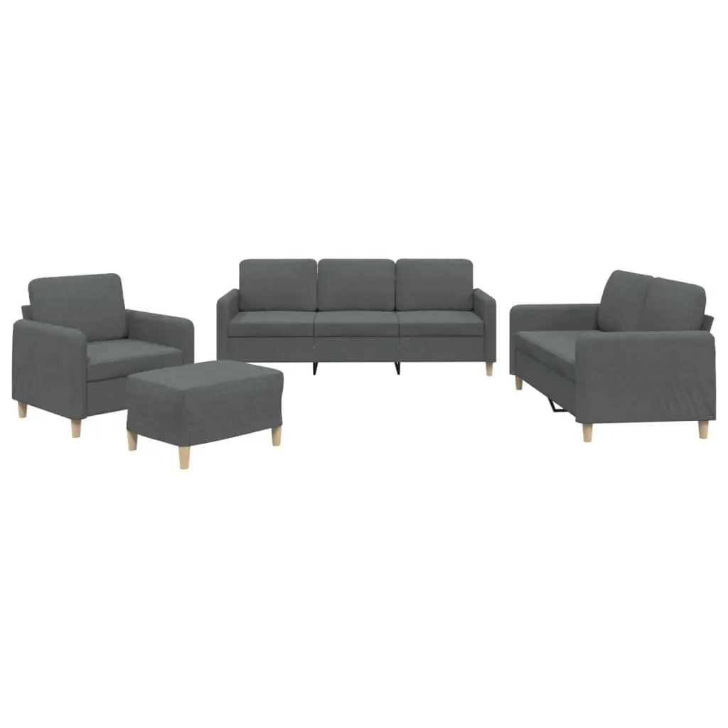 Grey Fabric 4 Piece Lounge Suite with Cushions