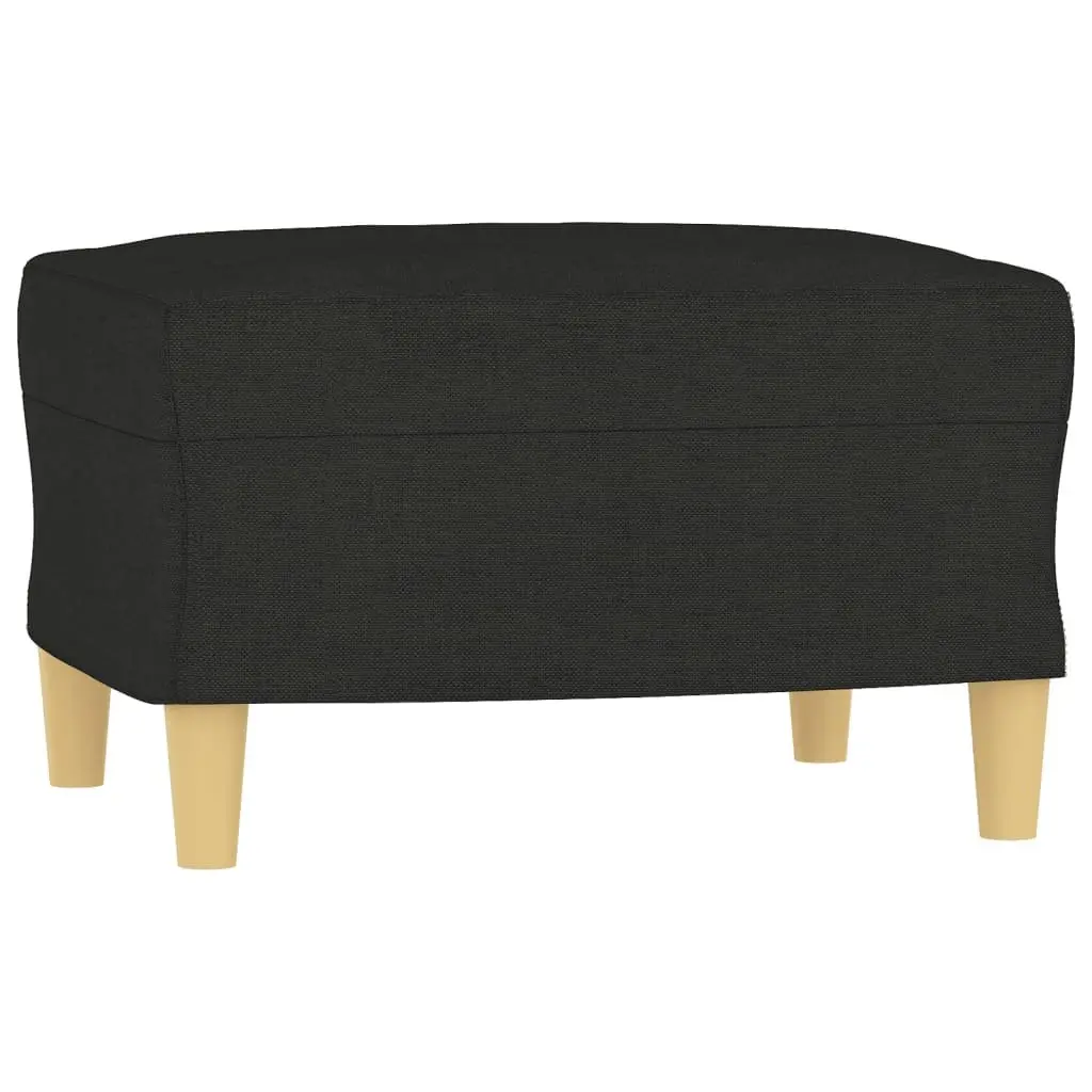 4 Piece Black Fabric Sofa Set with Footstool