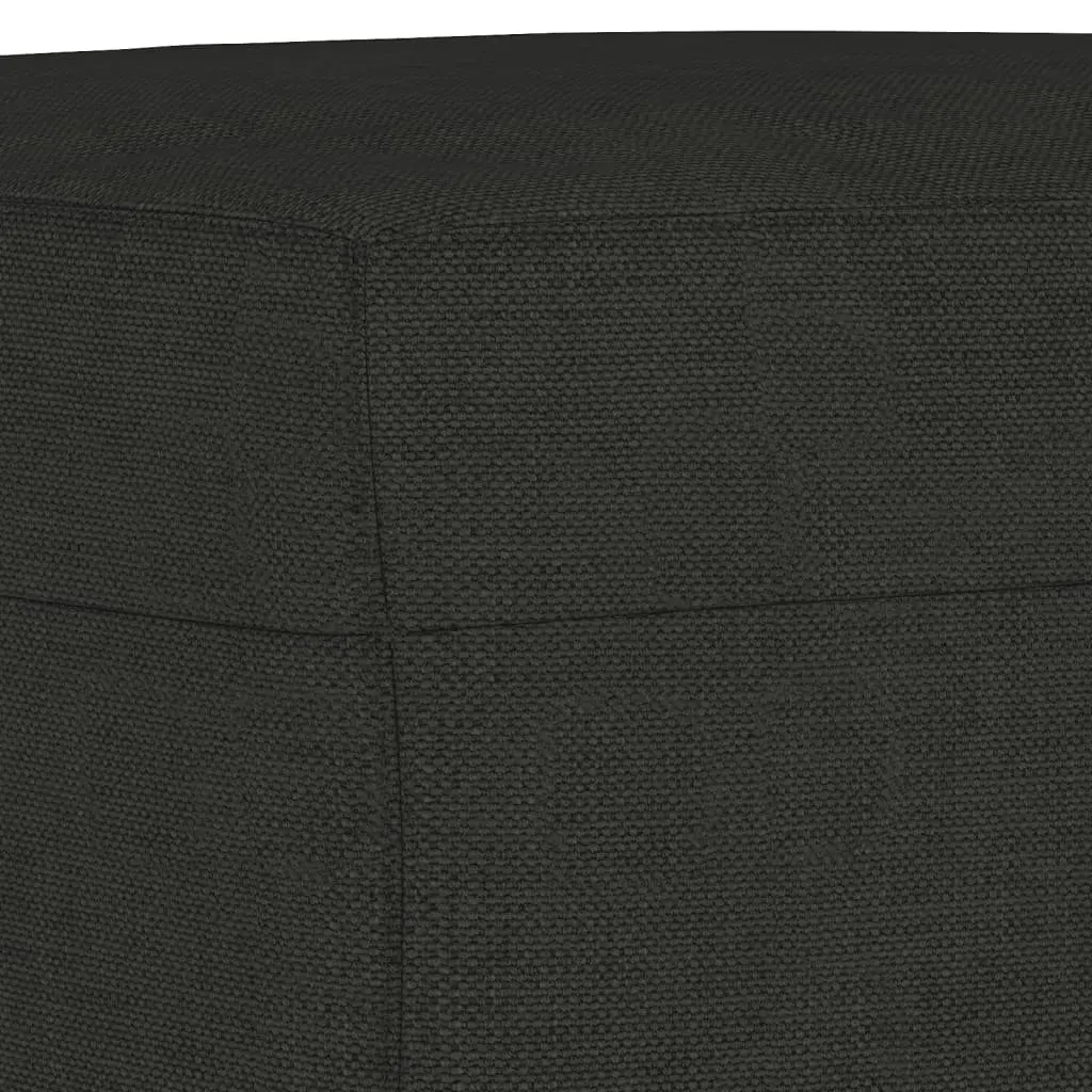 4 Piece Black Fabric Sofa Set with Footstool