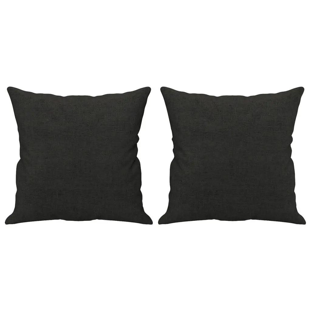 3 Piece Sofa Set in Black Fabric with Pillows