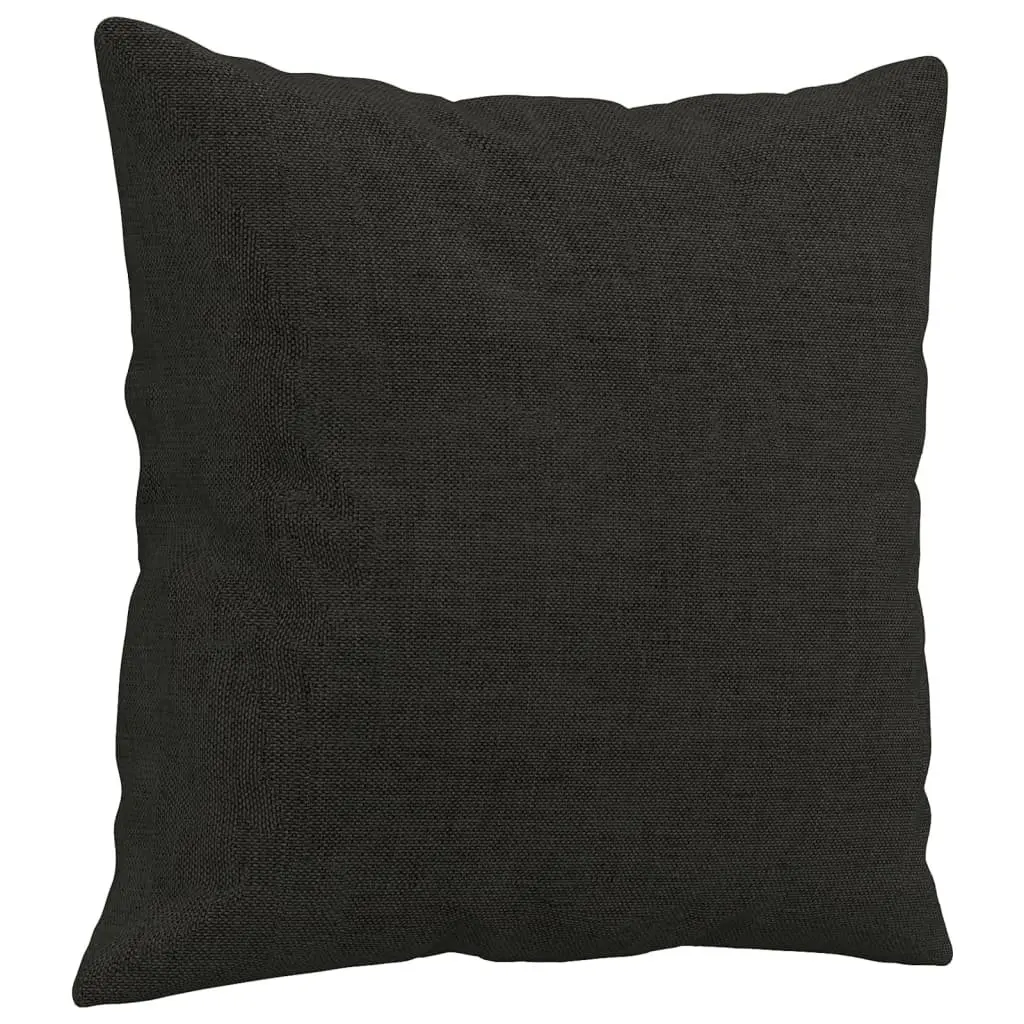3 Piece Sofa Set in Black Fabric with Pillows