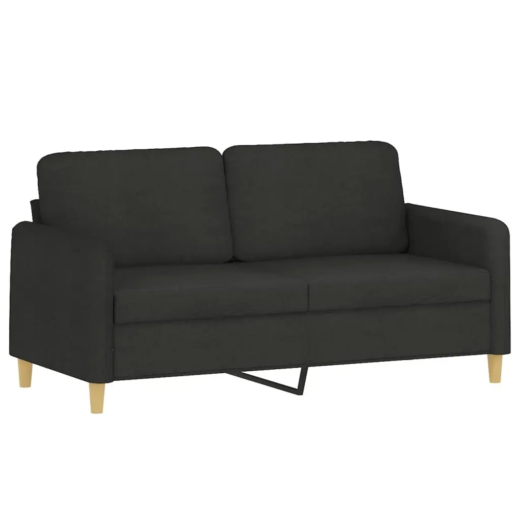 Sofa Set Fabric Black 2 Piece Durable Couch Living Room Seating