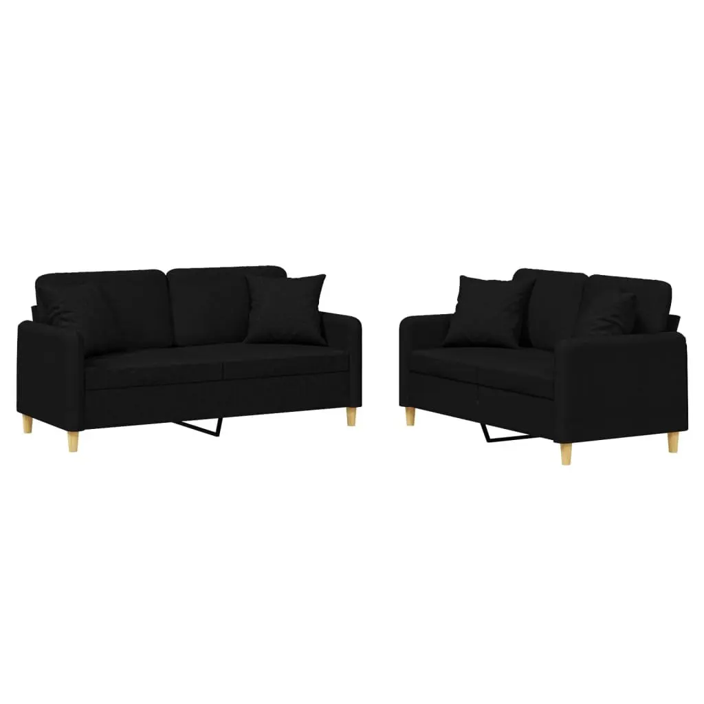 Sofa Set Fabric Black 2 Piece
