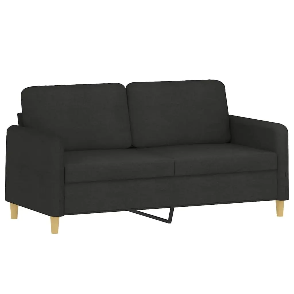 Black Fabric 3 Piece Sofa Set with Pillows