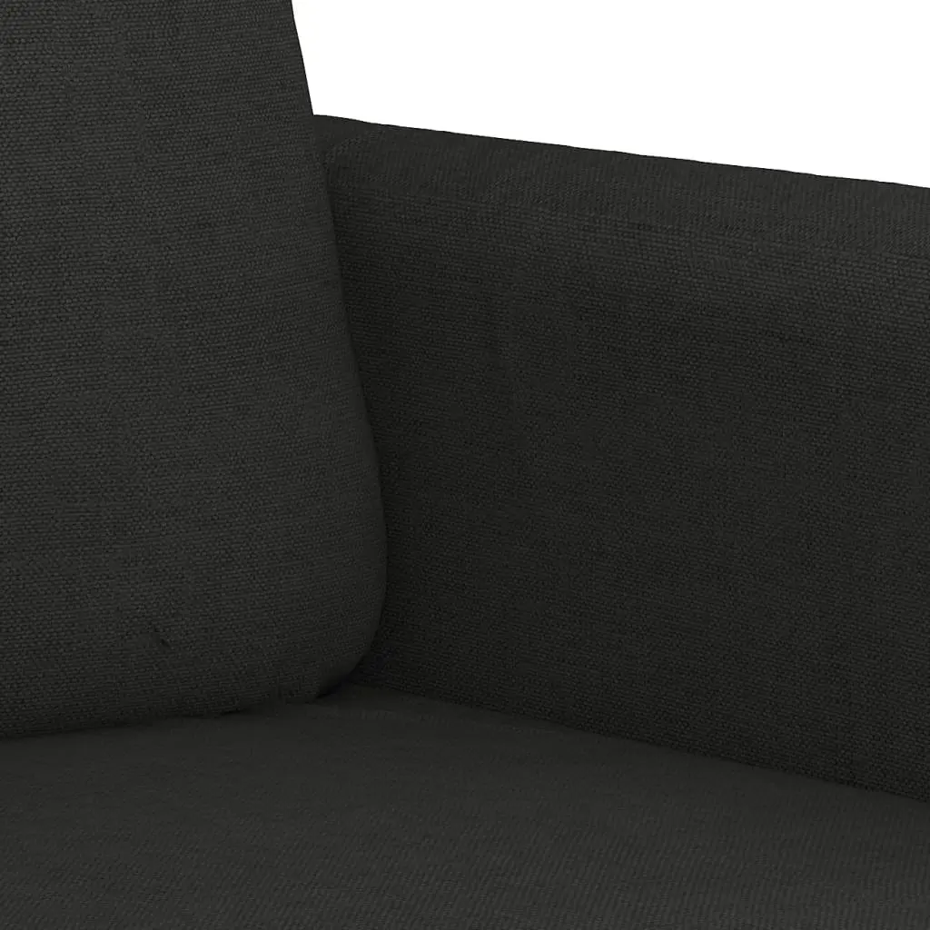 Black Fabric 3 Piece Sofa Set with Pillows