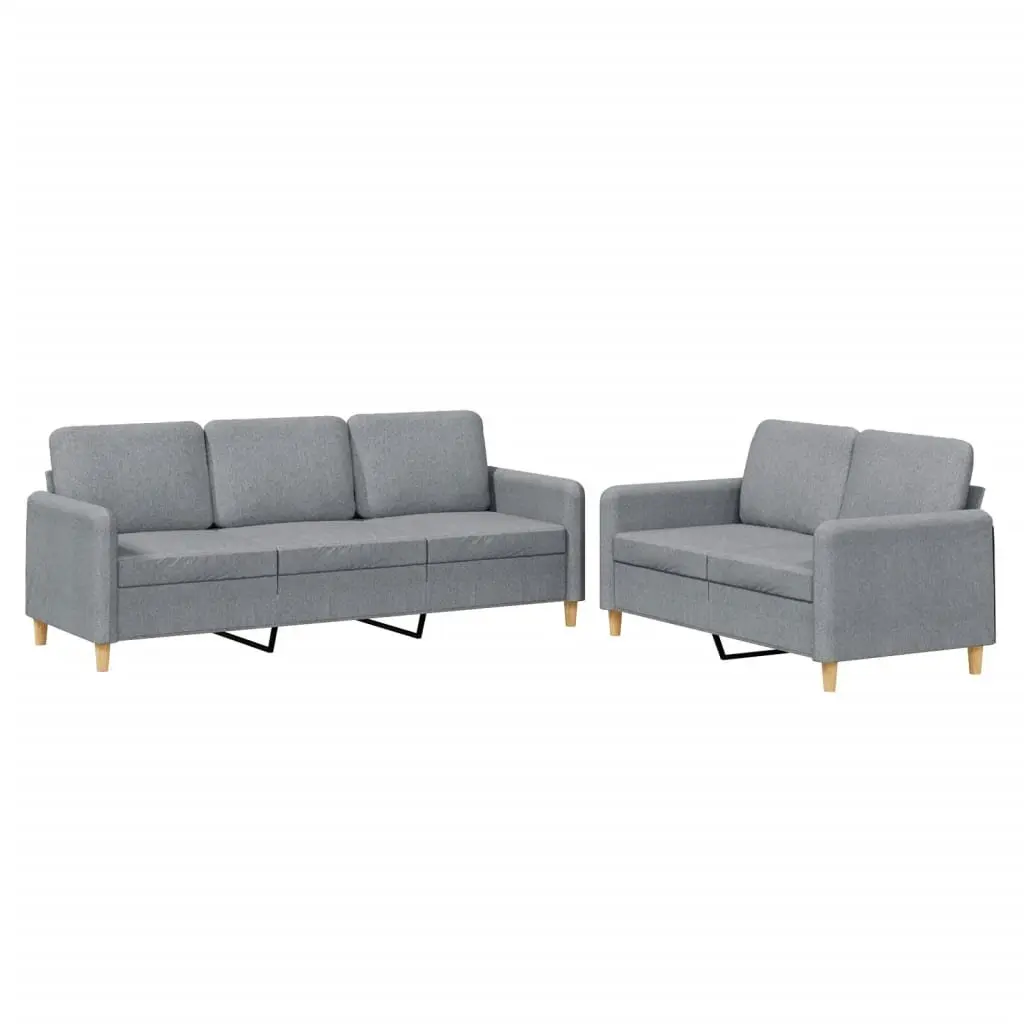 Sofa Set Fabric Light Grey 2 Piece