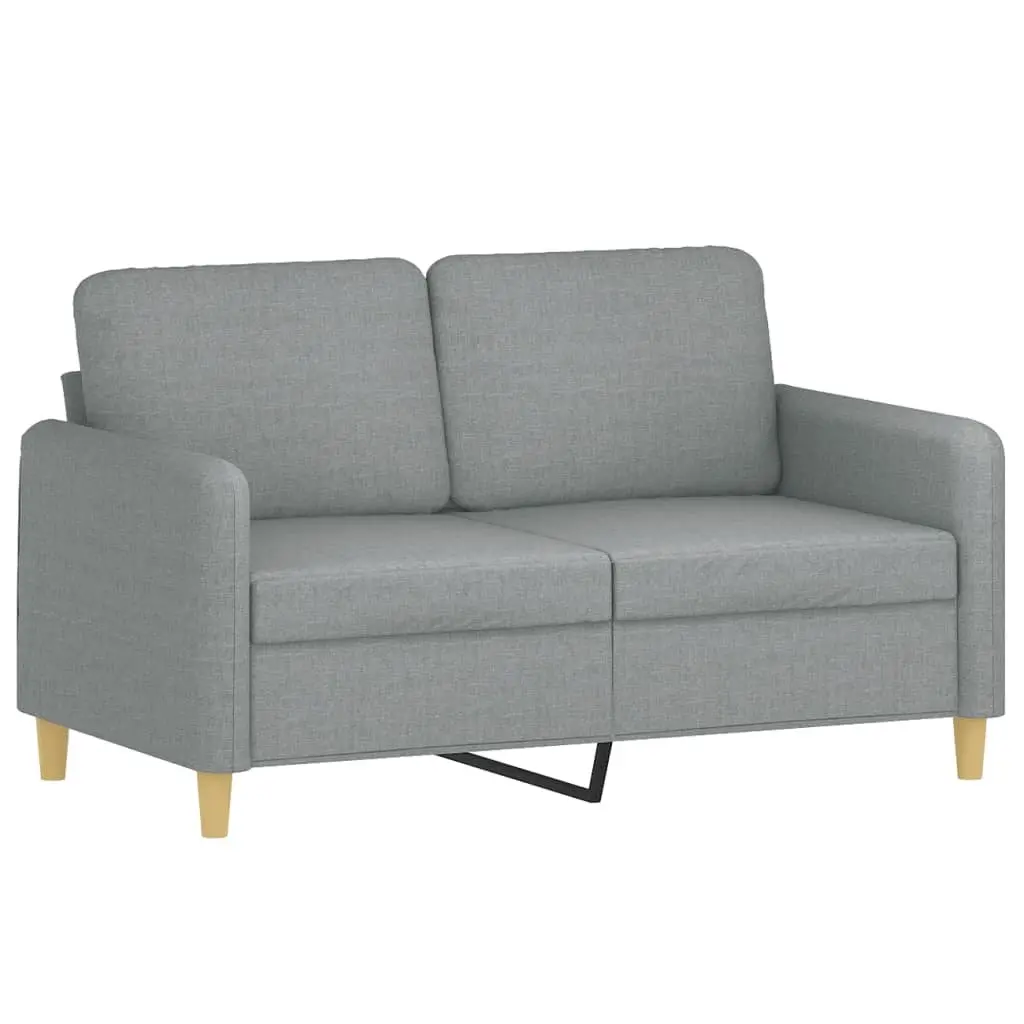3 Piece Grey Fabric Sofa Set with Cushions & Footstool
