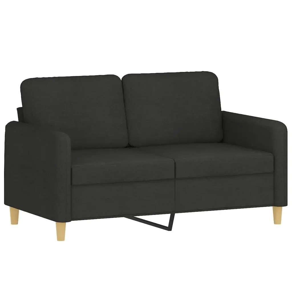 Black Fabric 3 Piece Sofa Set with Footstool