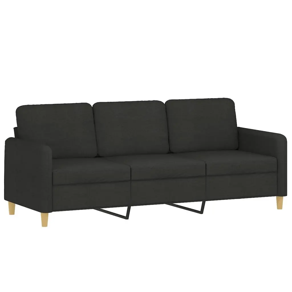 Black Fabric 2 Piece Sofa Set with Throw Pillows