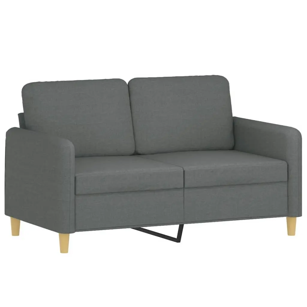Grey Fabric Sofa Set with Pillows and Footstool