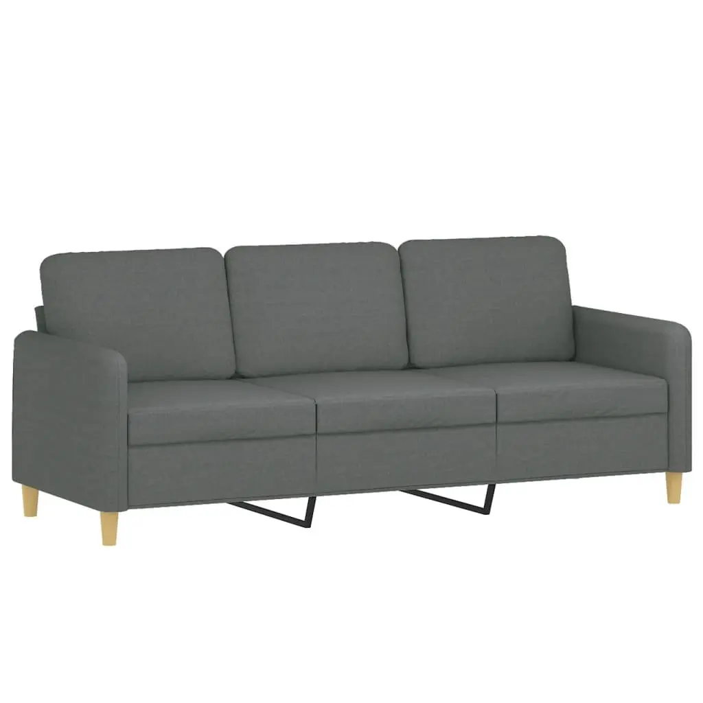 Grey Fabric Sofa Set with Pillows and Footstool