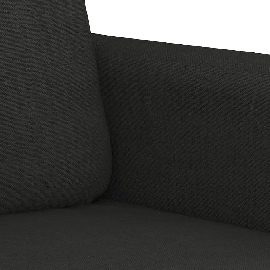 3 Piece Sofa Set Fabric Black Couch with Throw Pillows Footstool