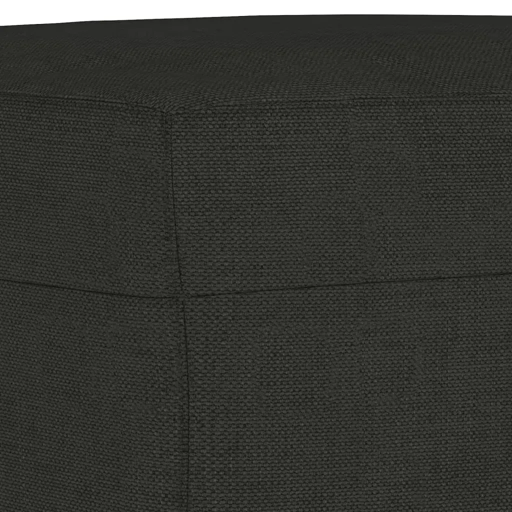 3 Piece Sofa Set Fabric Black Couch with Throw Pillows Footstool