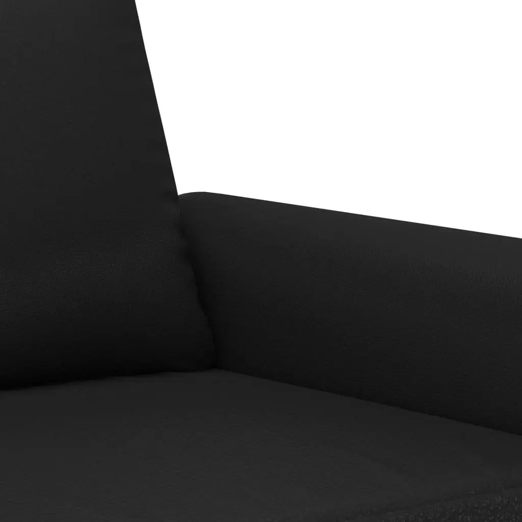 Sofa Set Faux Leather 3 Piece Black Living Room