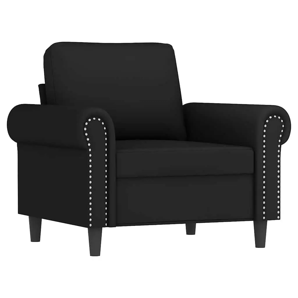 4 Piece Black Velvet Sofa Set with Pillows