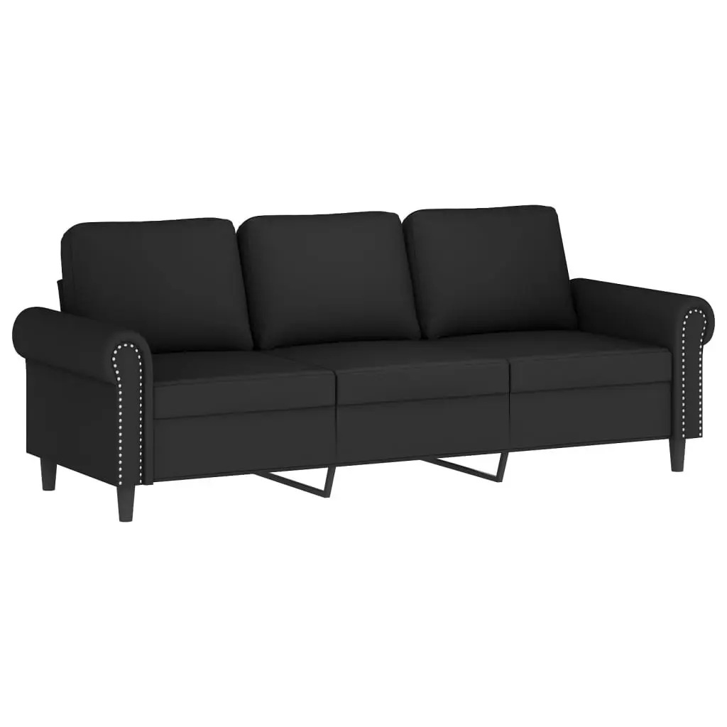 4 Piece Black Velvet Sofa Set with Pillows