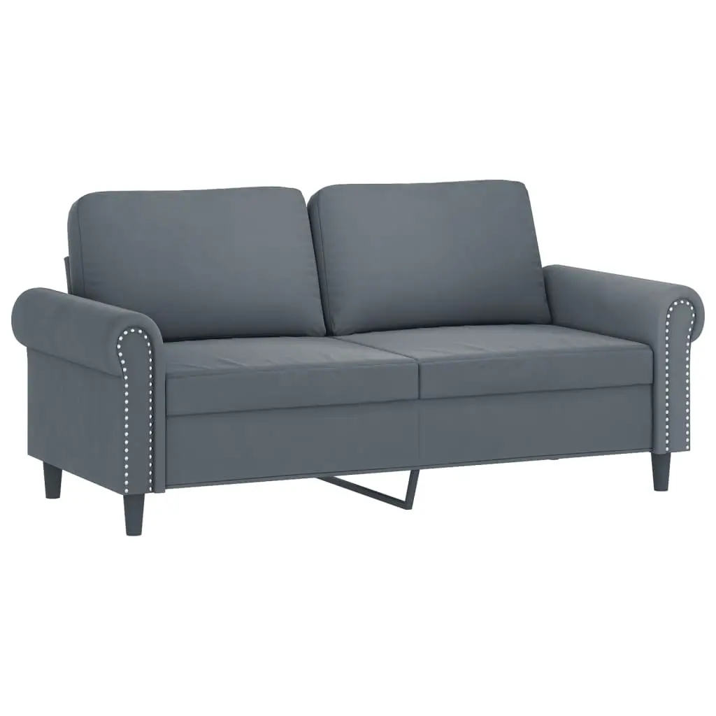 2 Piece Sofa Set in Grey Velvet with Sturdy Build