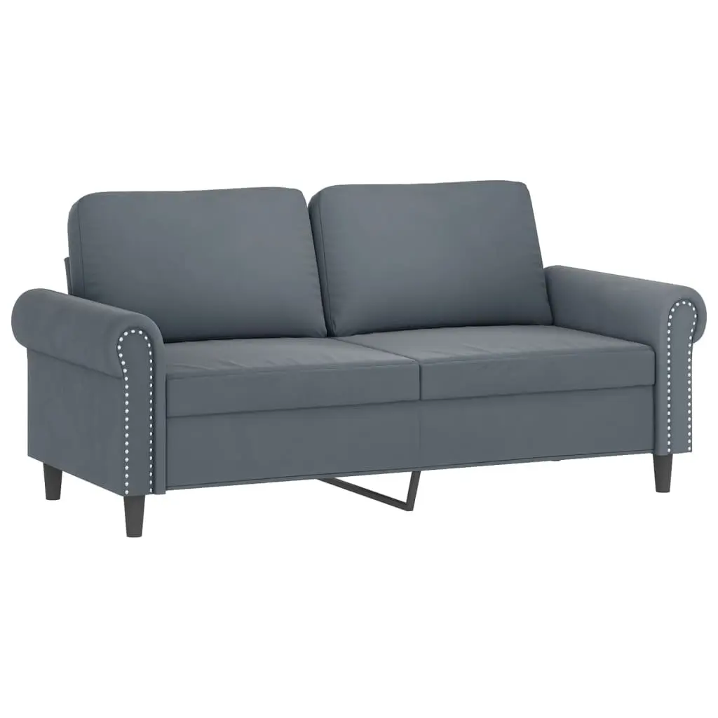 Sofa Set Velvet 3 Piece Grey Compact Lounge Suite with Footstool