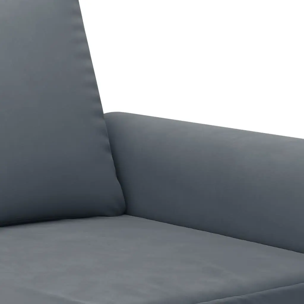 2 Piece Grey Velvet Sofa Set with Throw Pillows