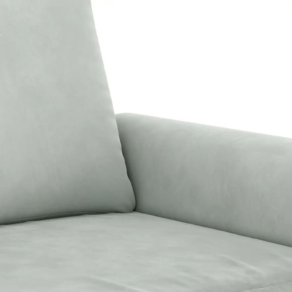 Sofa Set Velvet Grey 3 Piece Couch with Pillows Footstool